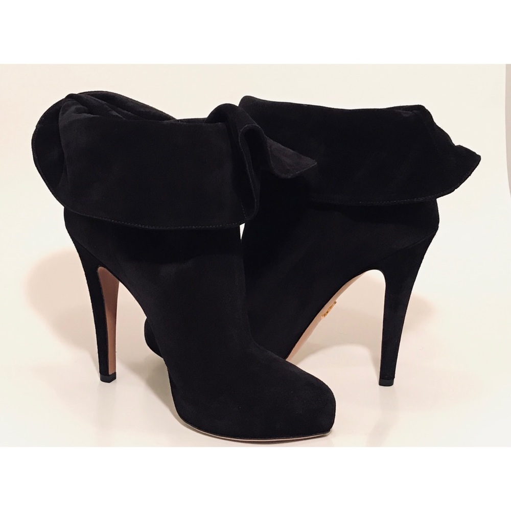 PRADA Black Suede Platform Booties Sz. 8 - Picture 4 of 8